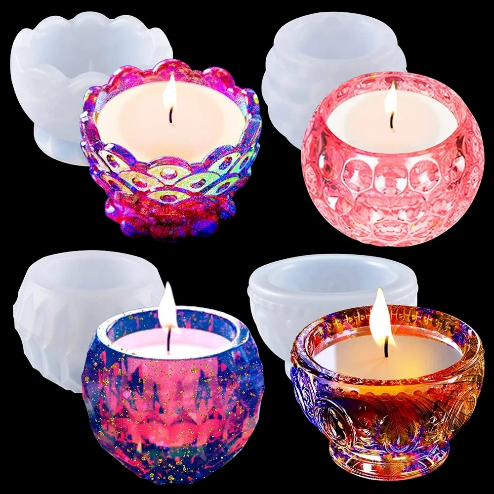 

Tea Light Candle Holder Resin Silicone Molds DIY Succulent Planter Flowerpot Epoxy Casting Mold Wedding Home Table Decor
