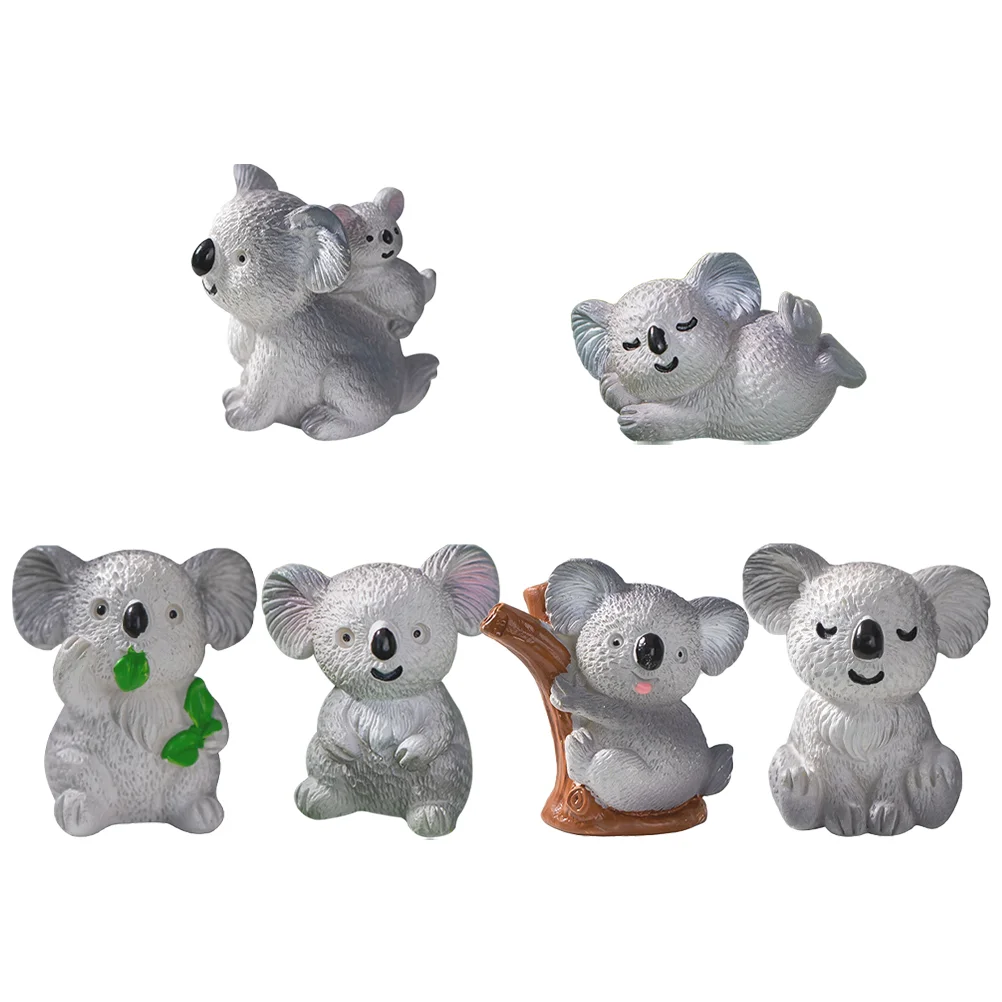 

Миниатюрные фигурки коалы, 6 шт., милые миниатюрные фигурки коала из смолы «сделай сам», миниатюрные фигурки животных, миниатюрные украшения