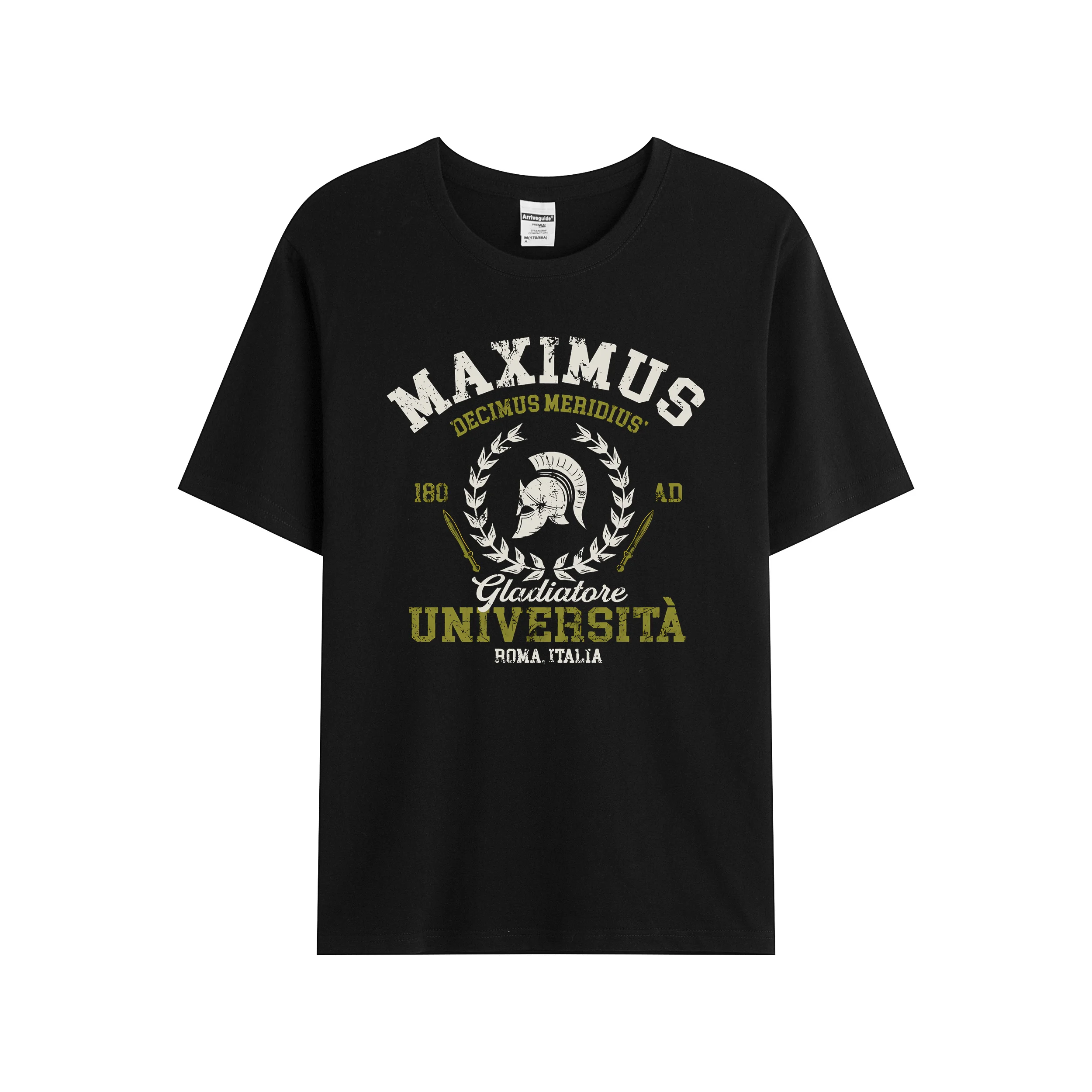 

2021 Men/Women's Summer Black Street Fashion Hip Hop Maximus University T-shirt Cotton Tees Short Sleeve Tops