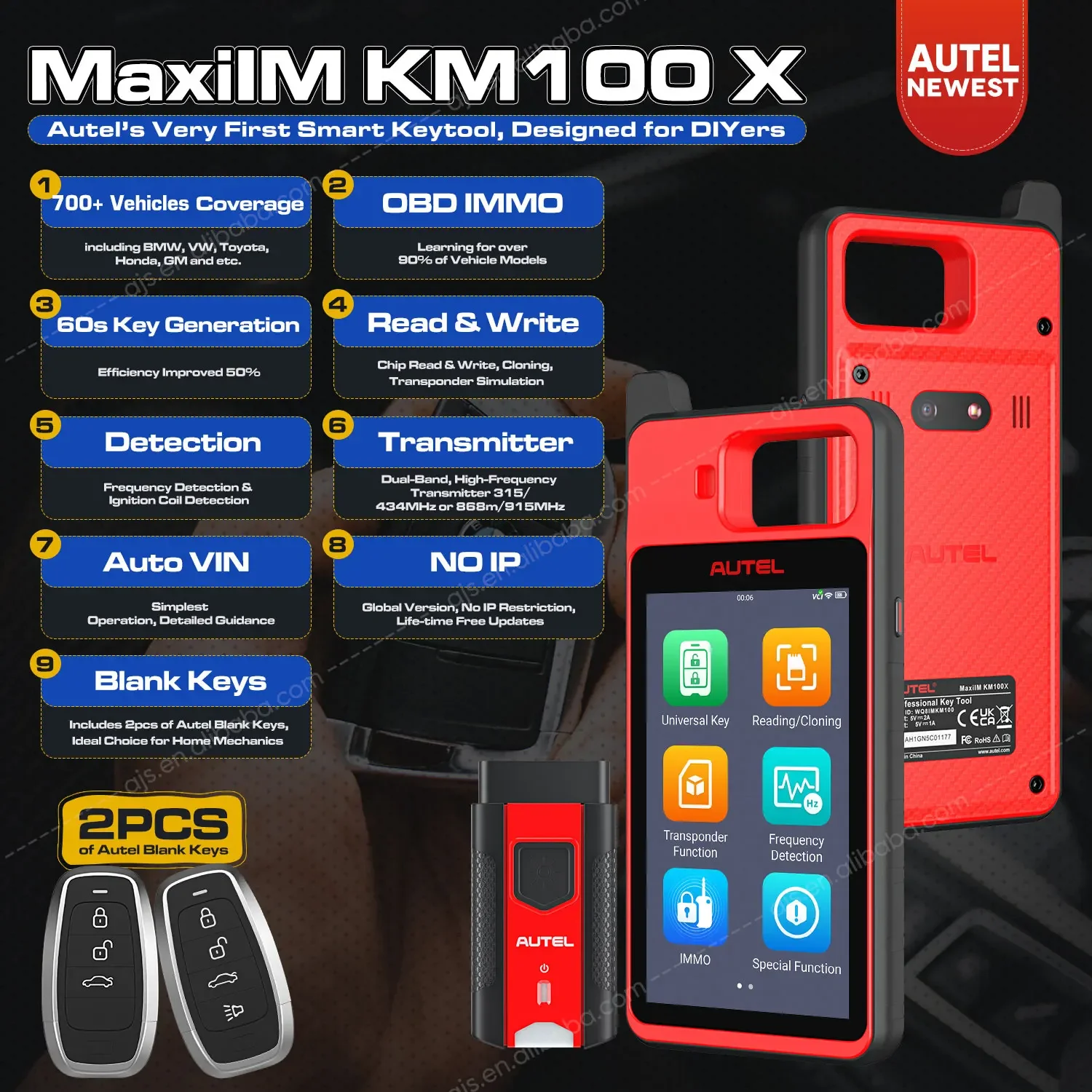 Autel MaxiIM KM100 X Altar KM100X машина для программирования ключей считыватель кодов obd2