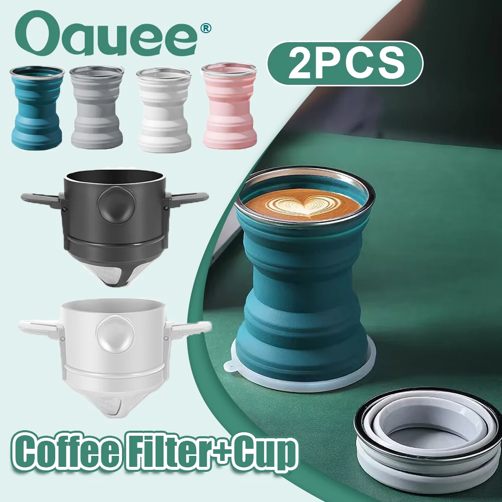 

Stainless Steel Coffee Filter Portable Coffee Dripper Easy Clean Reusable Coffee Funnel Silicone Folding Water Cup Drinking Cup