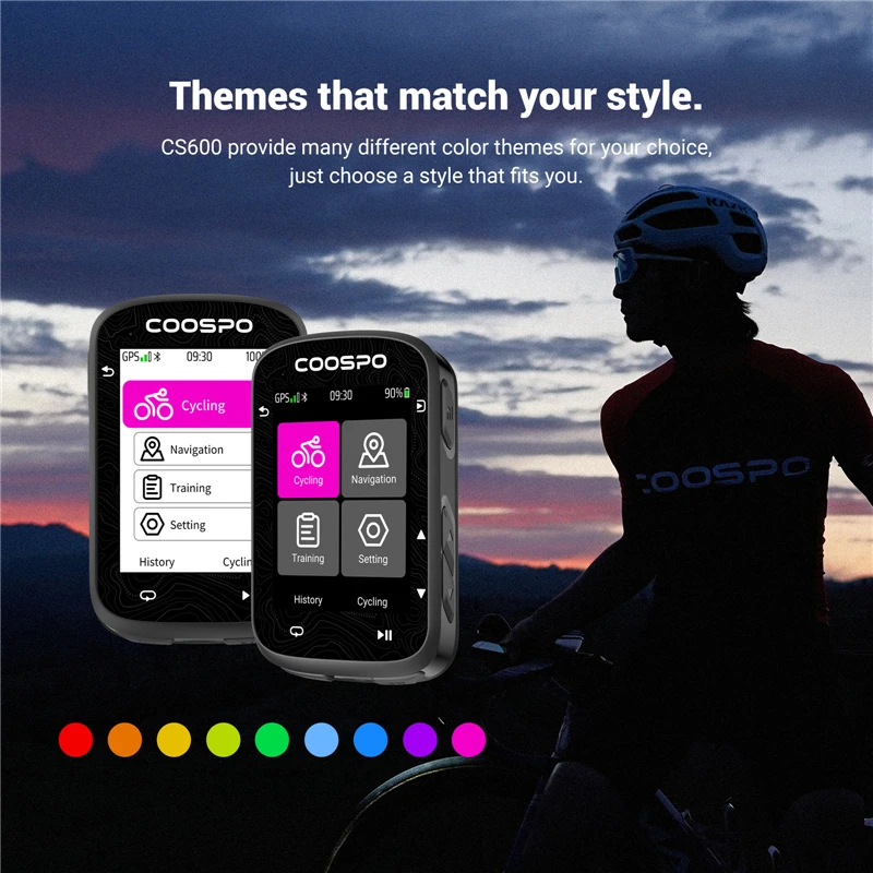 Фото COOSPO CS600 Красочная карта Сенсорный экран Велосипедный компьютер GPS-навигация Беспроводной велосипедный компьютер Одометр для тренировок в помещении №4