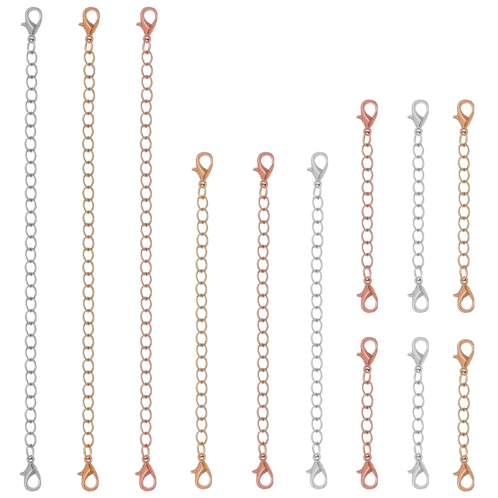 

12 Pcs Charm Rose Gold Bracelet Chain Extenders Long Necklace Jewelry Making Alloy
