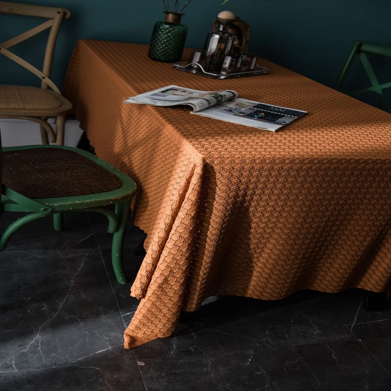 

French Style Retro Jacquard Lace Tablecloth Solid Color Household Rectangular Coffee Tea Dining Home Decor Hollow Table Cover