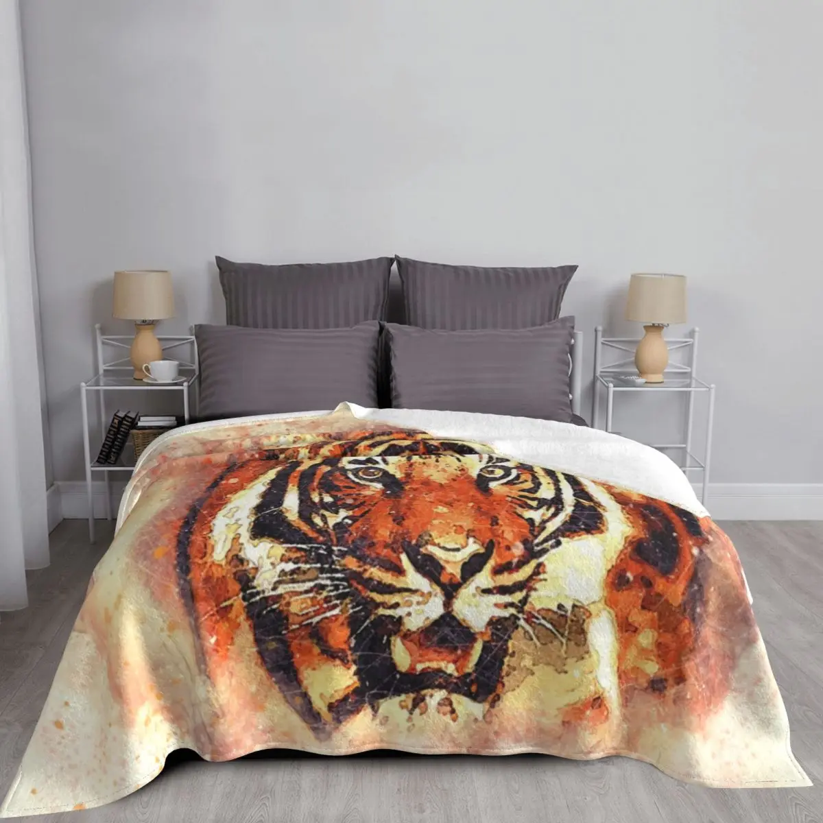 

Tiger - The Orange Tiger. Scorpion Jo Blanket Fleece Warm Throw Blanket Sofa Throw Blanket for Office Throws Bedspread Quilt
