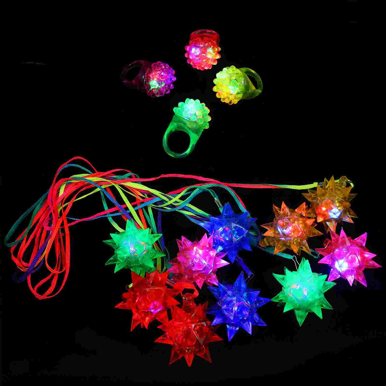 

1 Set of Festival Light Up Necklace Jewelry Creative Glow Star Necklace Pendant Kids Party Jewelry With Glow Ring