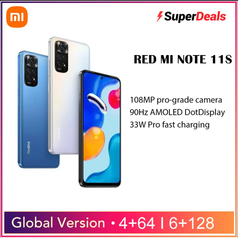 

Global Version Xiaomi Redmi Note 11S Mobile Phone 64GB/128GB Helio G96 Octa Core 90Hz 6.43" AMOLED Display 108MP Quad Camera