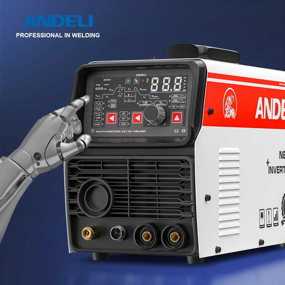 ANDELI Новое поступление TIG-250PE LED 220 В AC DC TIG Сварочный аппарат Холодный импульс