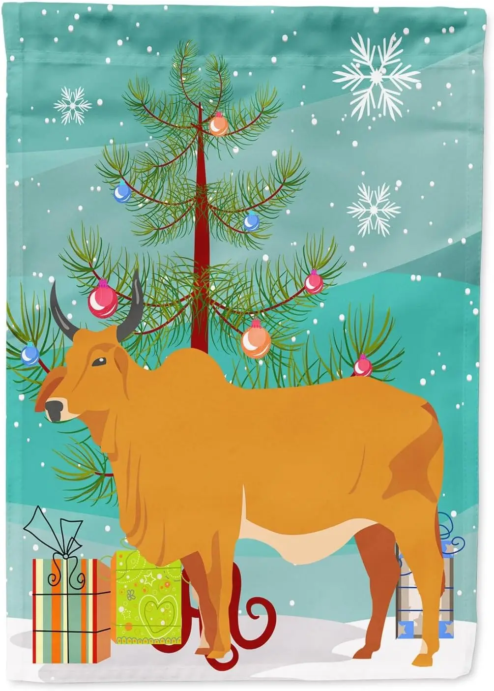 Carolines Treasures BB9192GF Zebu Индицинский коровий Рождественский садовый флаг бирюзовый