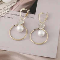 large pearl circle dangle earrings for women girls classic trendy korean fashion drop earring wedding fashion jewelry gifts