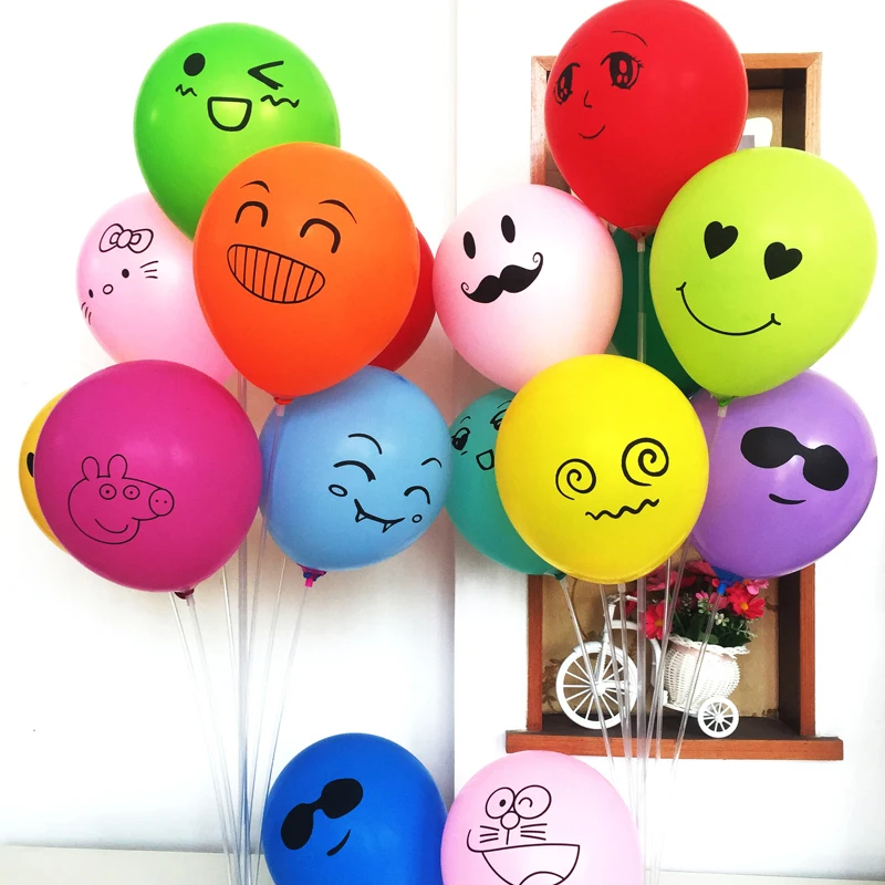 30pcs varietà da 10 pollici di faccina faccina palloncini in lattice decorazione per feste di compleanno palloncino espressione simbolo giocattoli per bambini