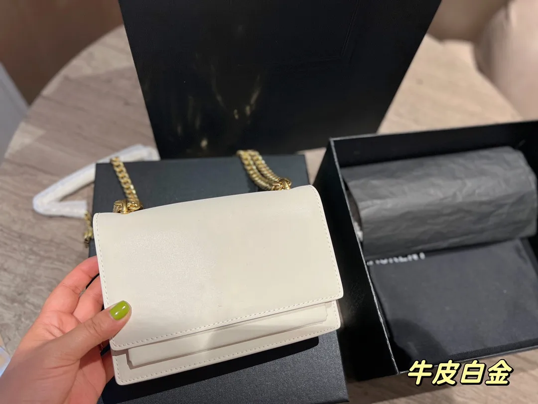 Sunset bag 2022 high value fashion leather bag women's chain Single Shoulder Messenger fashion versatile small square bag