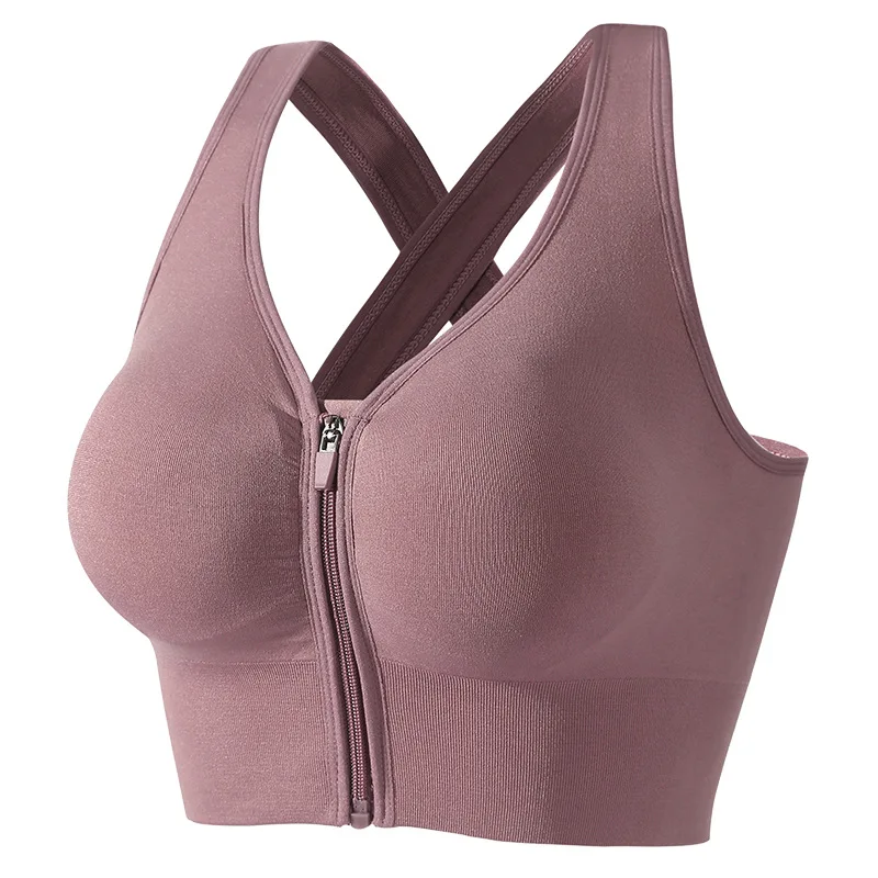 Sports underwear women beautiful back yoga vest zipper without steel ring fitness running shockproof quick-drying sports bra |