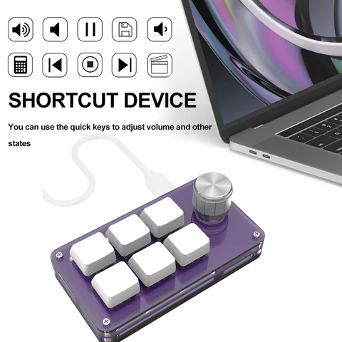 LAIMANEI Программируемая механическая мини-клавиатура 6 клавиш синие переключатели