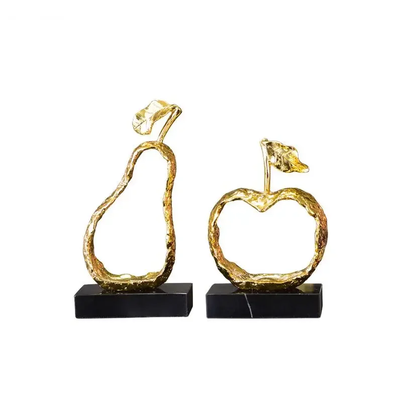 Золотая Статуя яблока/груша позолоченные поделки украшения для фруктов