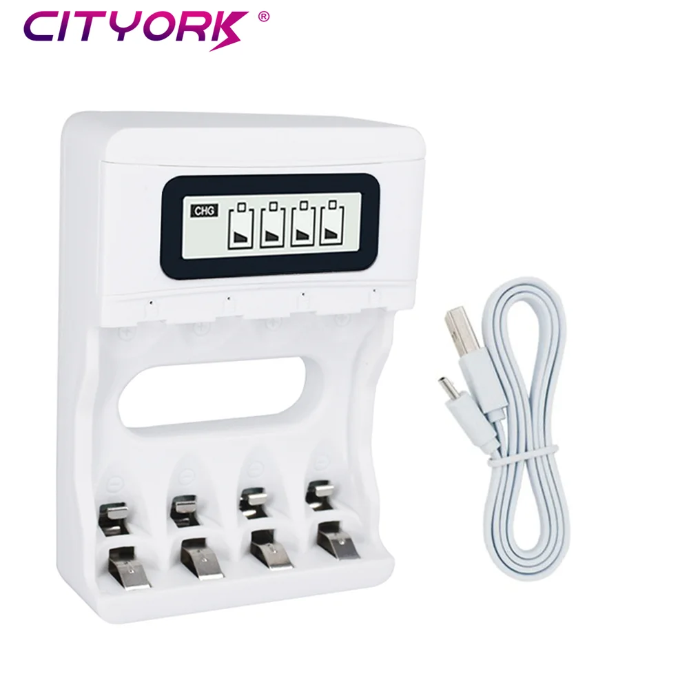 

Зарядное устройство CITYORK с ЖК-дисплеем и USB для аккумуляторов 1,2 в, AAA, AA, зарядное устройство с 4 слотами, 1,2 в, Ni-MH/Ni-Cd, зарядное устройство для а...