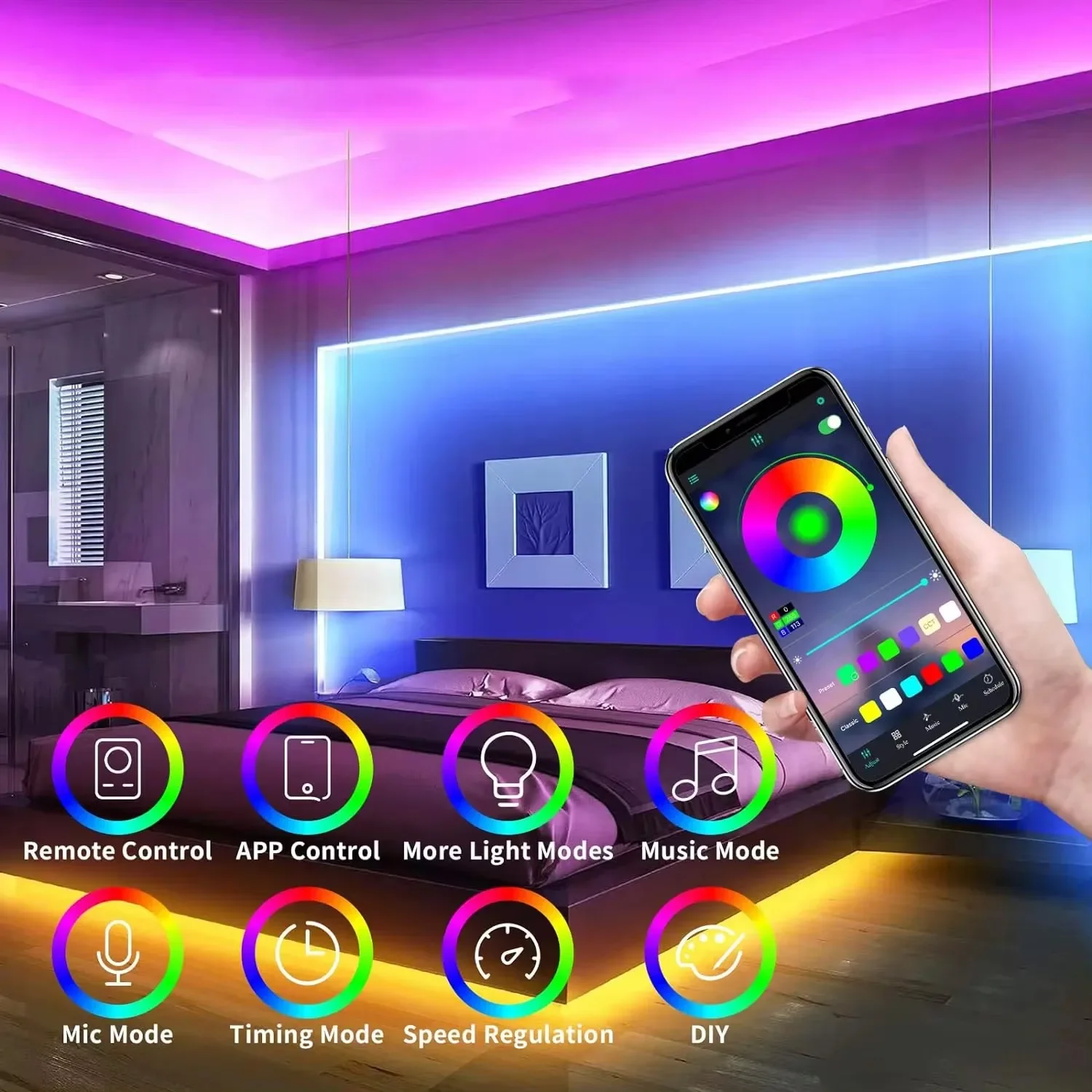 RGB неоновая светодиодная лента 1/2/3/5M IP65 Водонепроницаемая DIY USB Tuya App Пульт