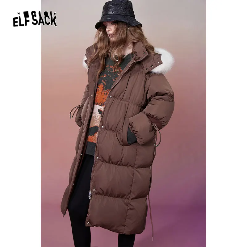 ELFSACK/Новинка Пуховое пальто в китайском стиле для женщин Коллекция 2023 года Зимняя