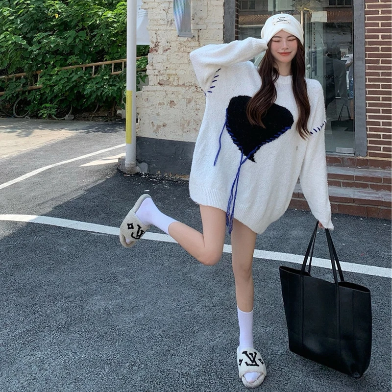 

Женский трикотажный свитер с длинным рукавом, в стиле Харадзюку