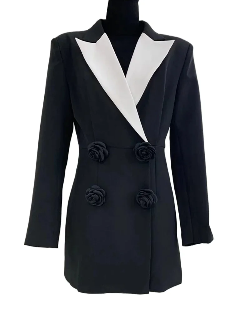 ZMEENNA модные женские пиджаки с трехмерным цветком и контрастным цветочным узором