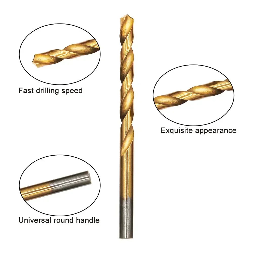 HILIXUN 13 шт. прямое спиральное сверло с титановым покрытием 1 5-6 5 мм пластиковая