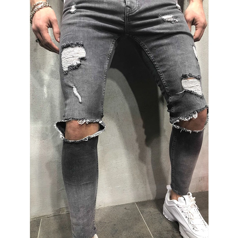 Mens Skinny Ripped Denim Trousers Biker High Quality Male Slim Casual Pants Hip Hop Jogging jean homme Fashion Jeans For Men