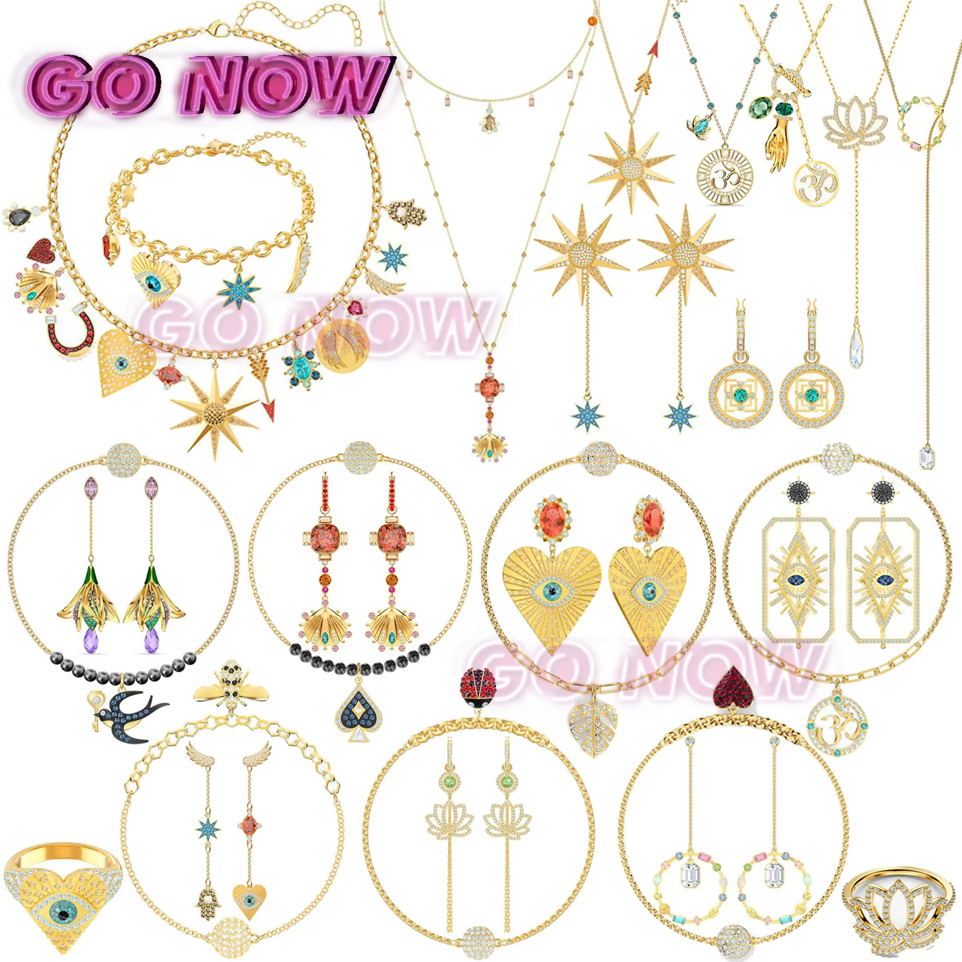 

SWA 2023 Fashion Jewelry Delicate Pendant Necklace Bracelet Ring Charming Women's Exaggerated Earrings New Year Gift Jewelry