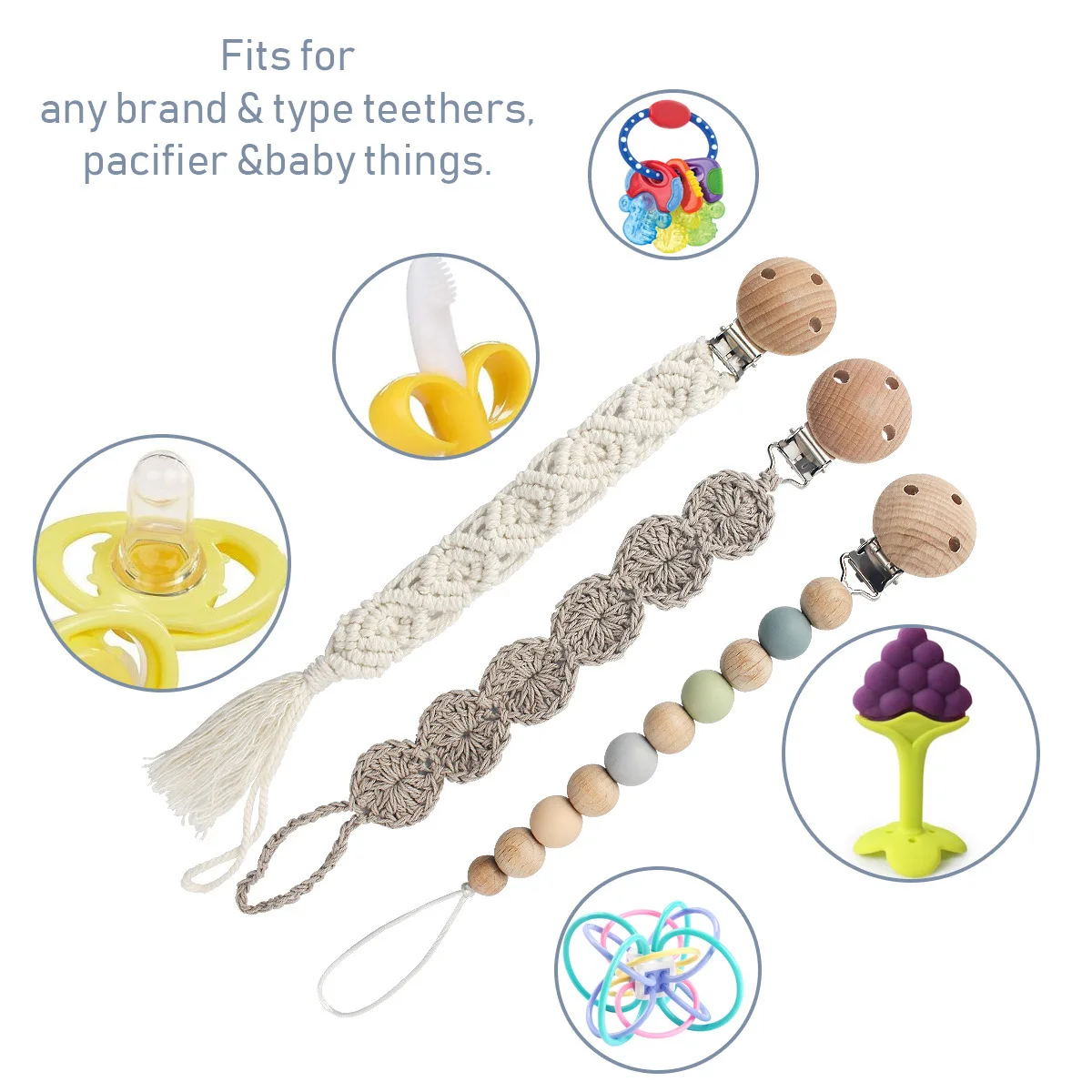 

Pacifier Clips Chain Silicone Beads BPA Free Chinese Style Clip Holder Soother Chains Baby Teething Toys Gifts Dropshipping