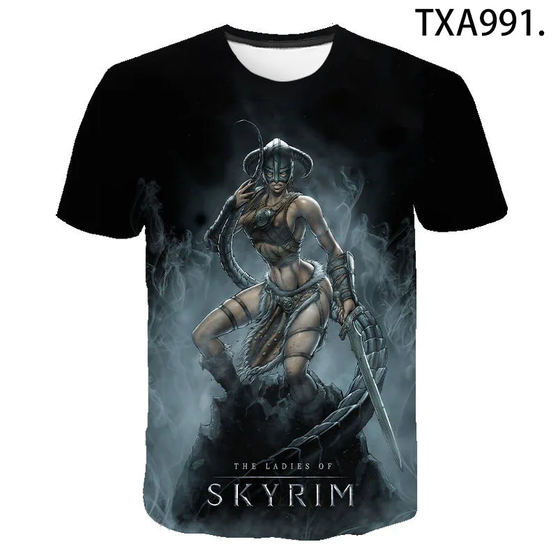 

2021 New The Elder Scrolls V SKYRIM 3d Printed T Shirt Unisex Casual Popular Harajuku Streetwear Short Sleeve Top Oversized