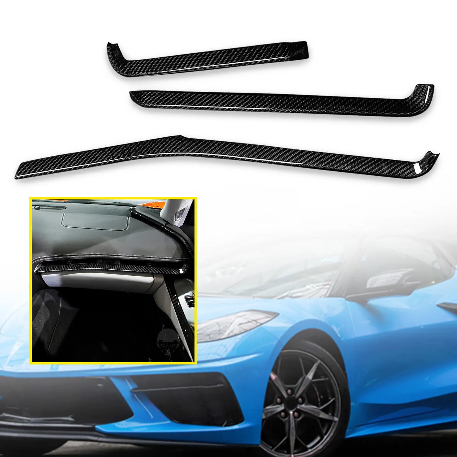 

Real Carbon Fiber Interior Console Dashboard Panel For Corvette C8 Z51 2020-2022