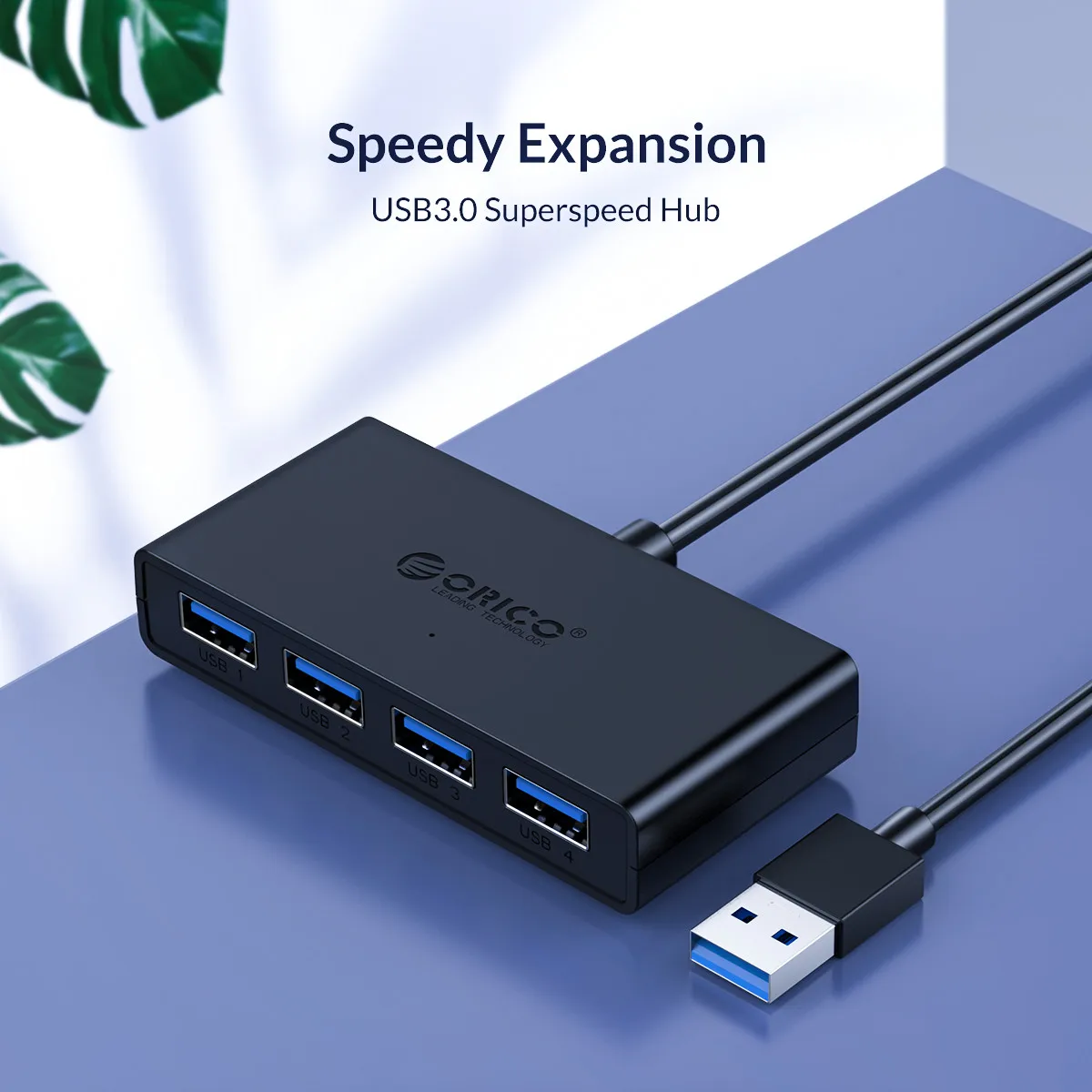 

Разветвитель ORICO женский с 4 портами USB 3,0 и портом питания Micro USB