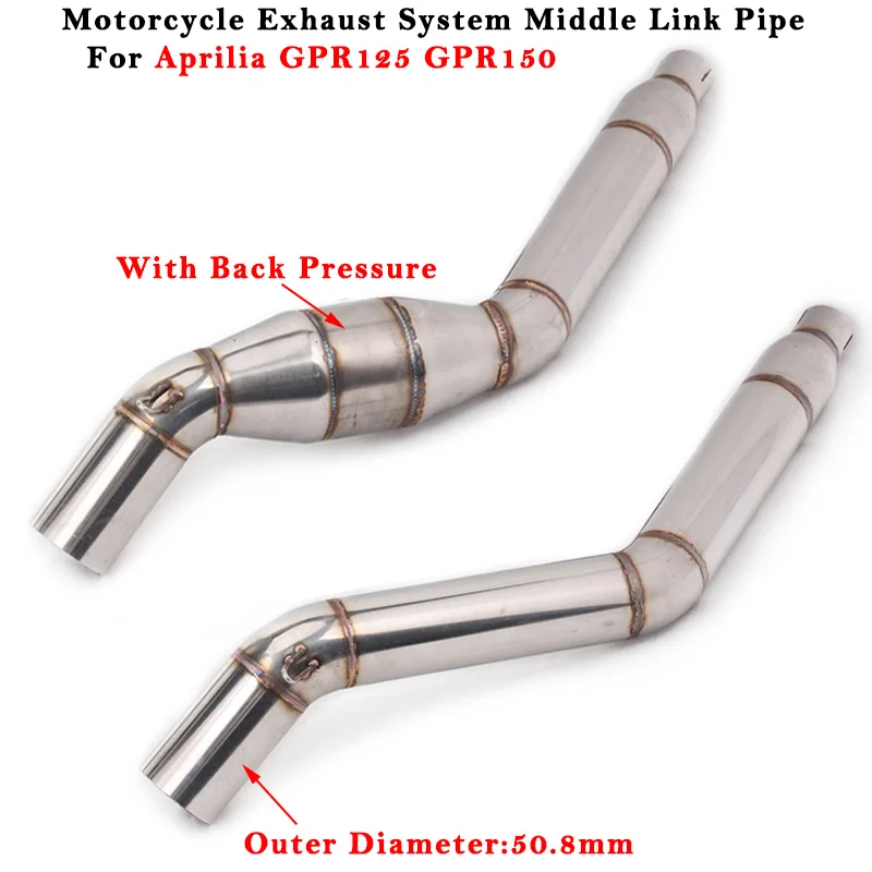 Выхлопная система для мотоцикла Aprilia GPR125 GPR150, модифицированный глушитель, средний соединительный шланг 51 мм с обратным давлением