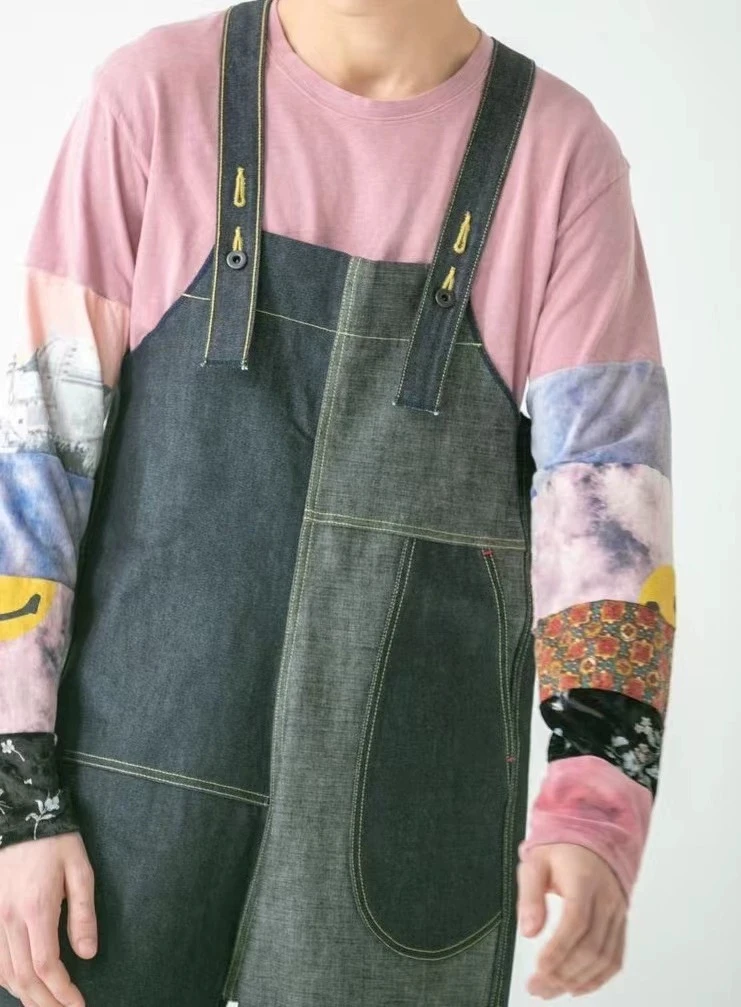 New Arrival Kapital Hirata Hiroshi Spliced Jumpsuit Retro Geometric Heterosexual Strap Pants Jeans for Men and Women Overalls