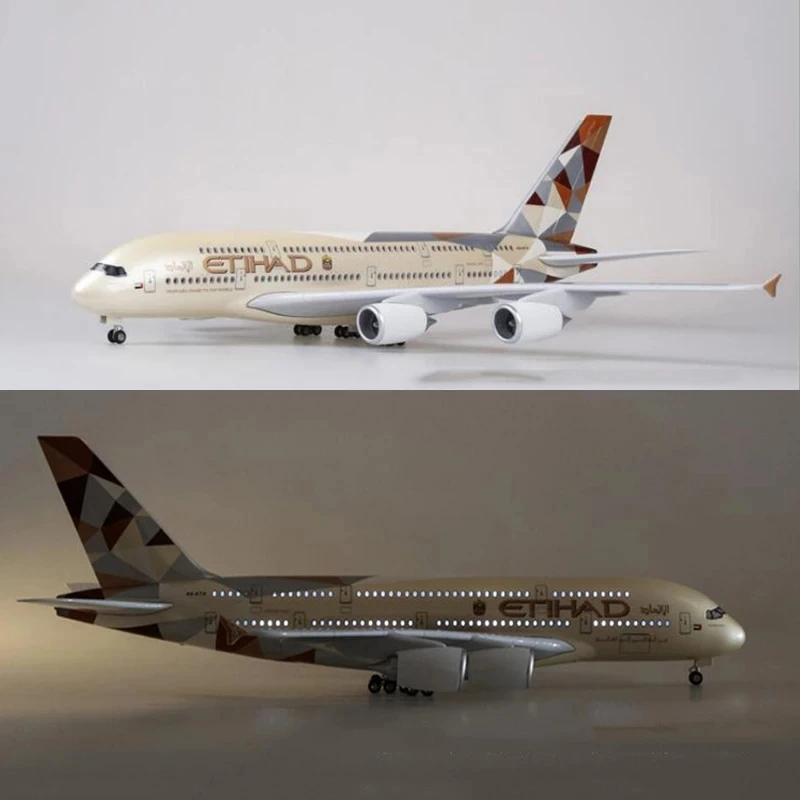Модель самолета ETIHAD Airline A380 в масштабе 1/160 см модель со смолой и литым колесом