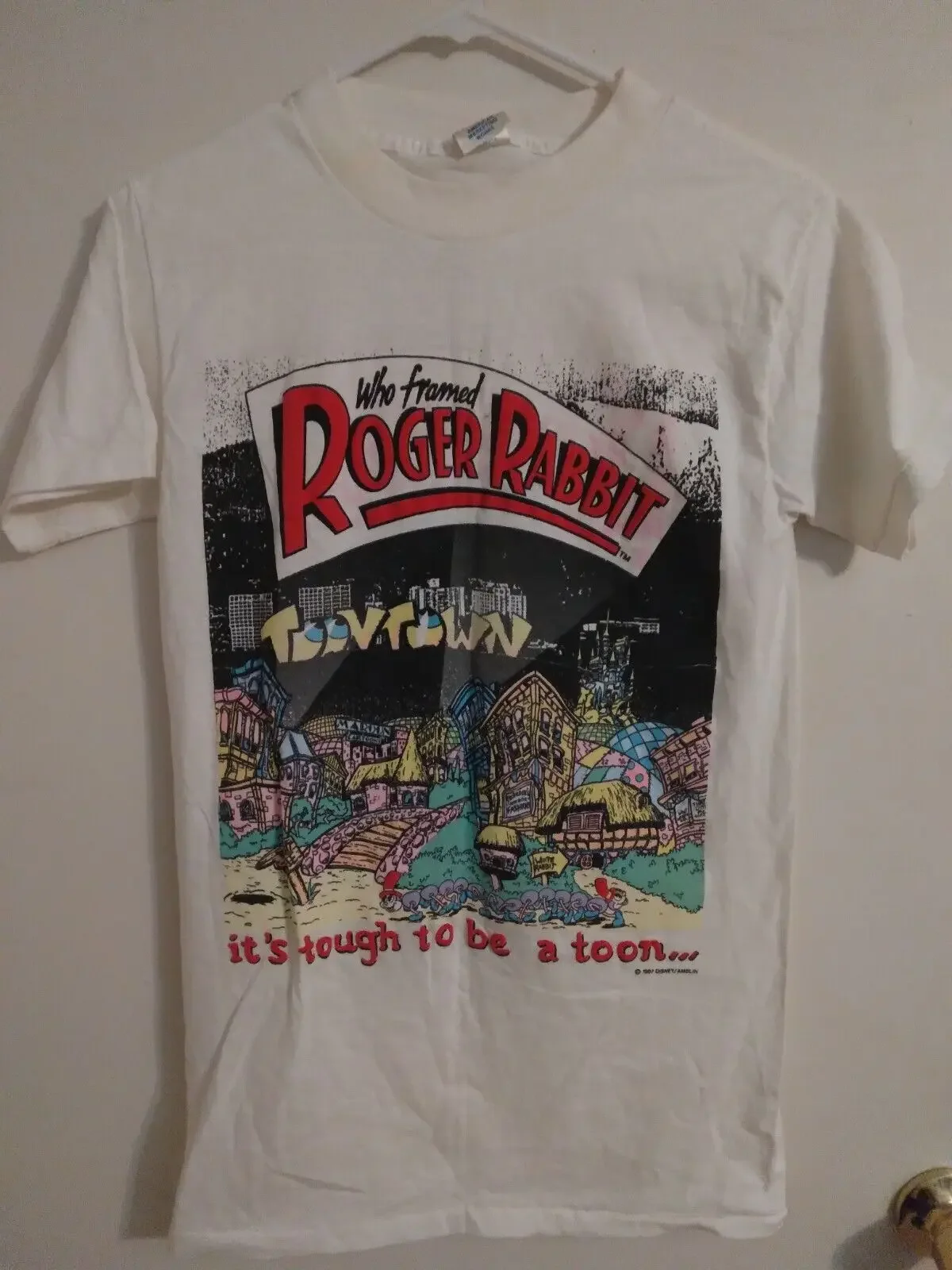Невероятно редкая 1987 футболка с оправой Роджера кролика маленькие длинные или