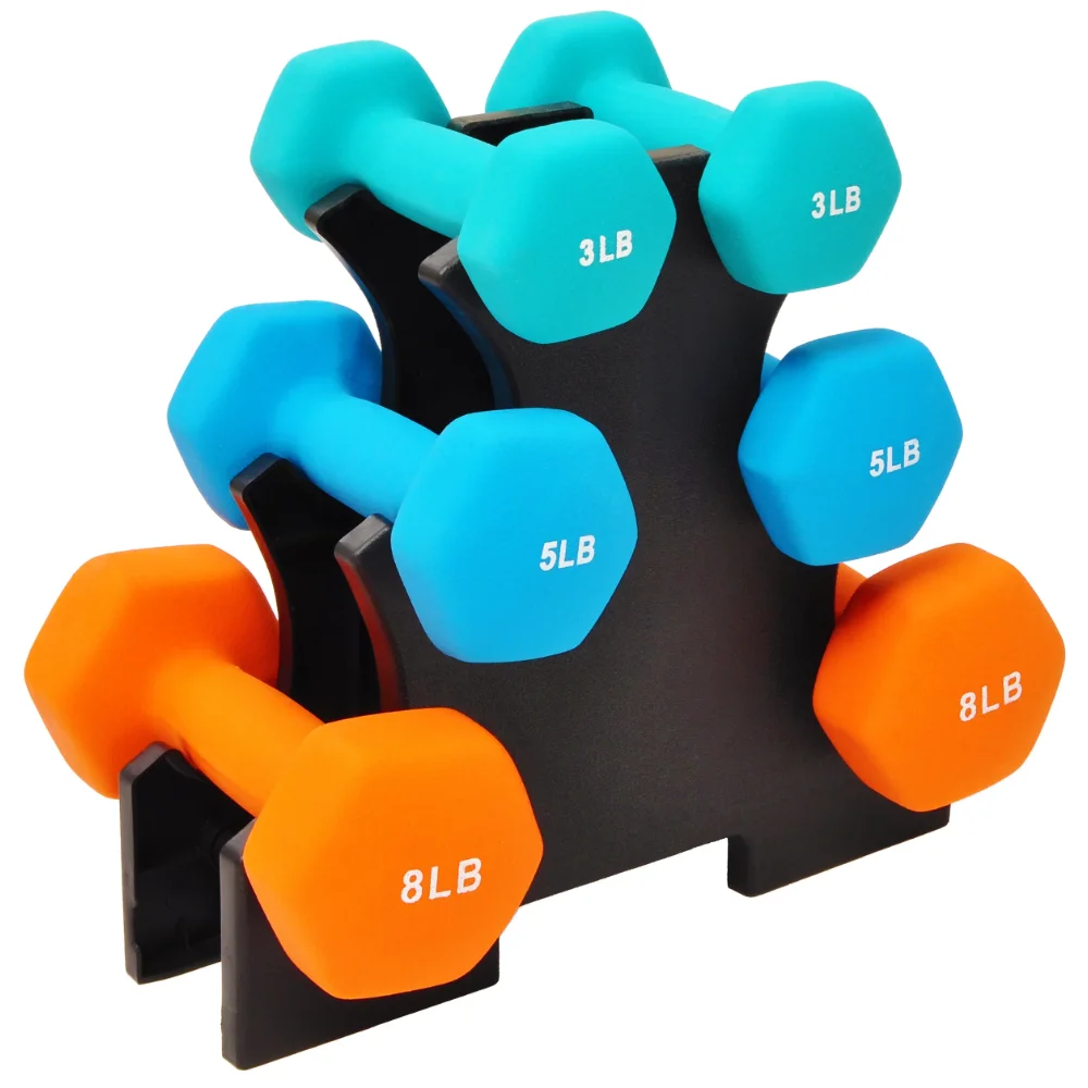 

Dumbbell Set with Stand (3lbs, 5lbs, 8lbs set)