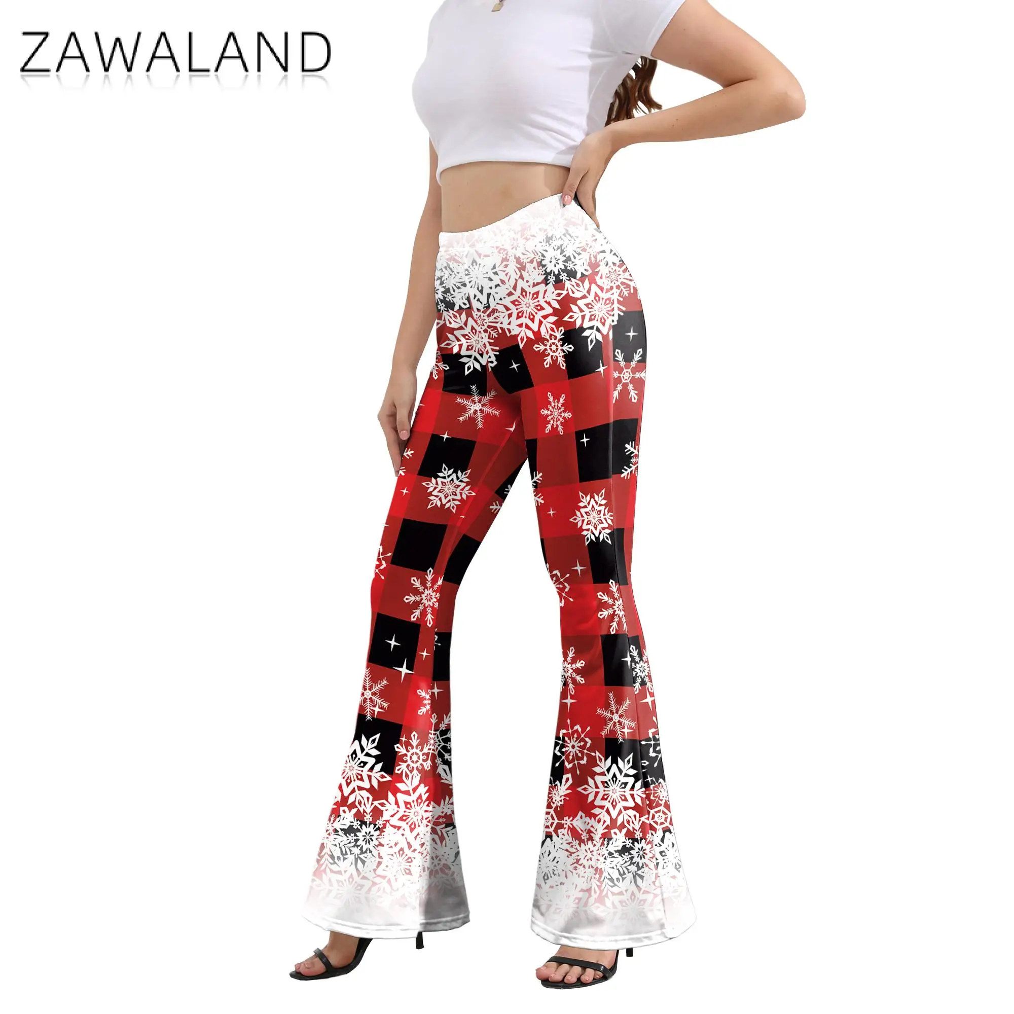 Zawaland Ретро Красная Сетка 3D Печать Косплей Костюм Рождественская Елка Широкие