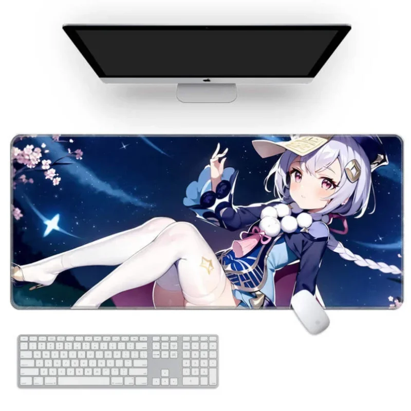 

XXL Large Size 900x400mm Keyboard Pad Non-Slip Desk Mat Genshin Gaming Anime Mouse Pad Customization Picture Desk Pad-Qiqi