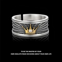anilo crown shape metal ring mens ring stainless steel punk rock motorcycle accessories ring adjust