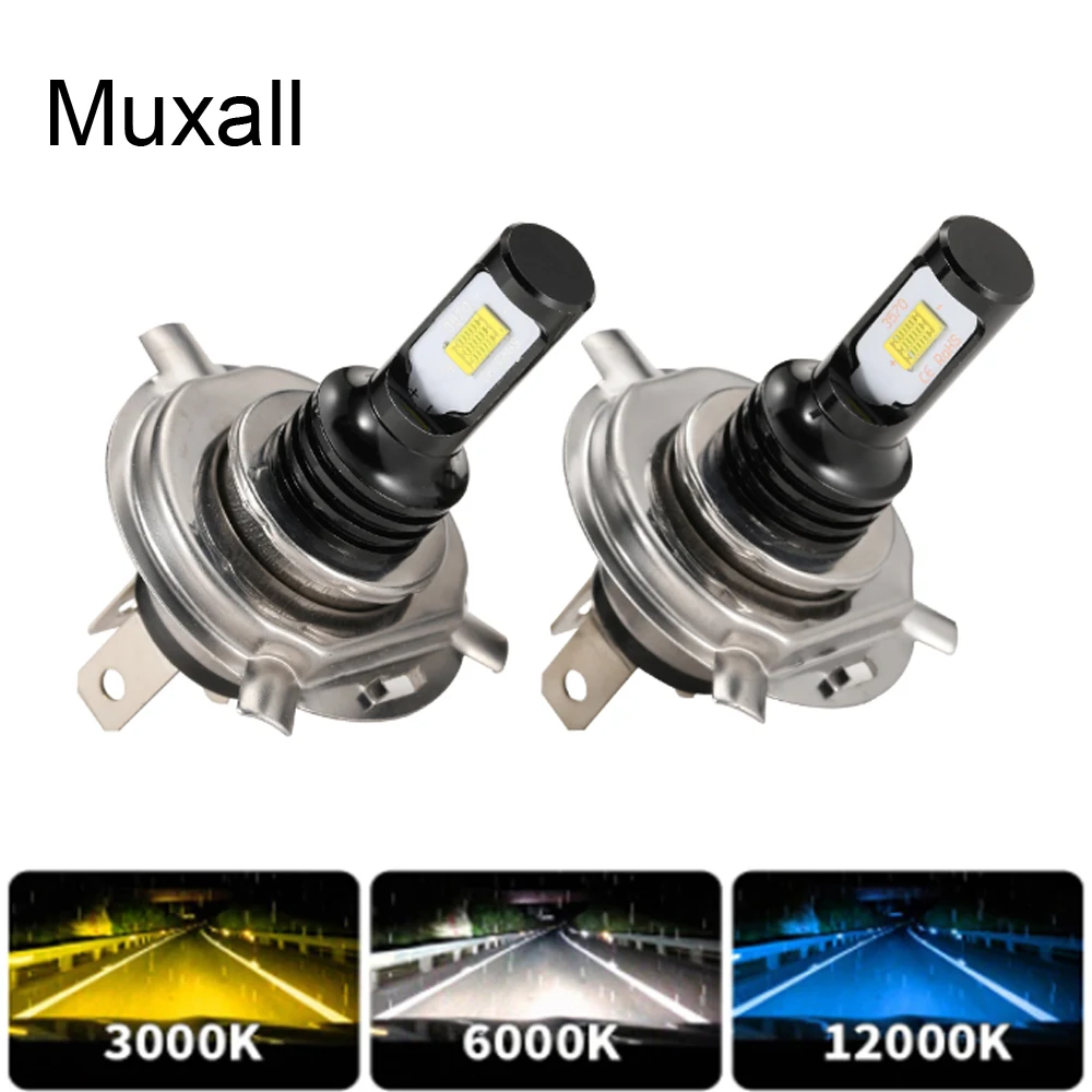 

Muxall 2Pcs H4 H7 LED Car Headlight Motorcycle Fog Lamps H1 H3 Auto Bulb H8 H9 H11 HB4 20000Lm 6500K Bright Light 12V 24V