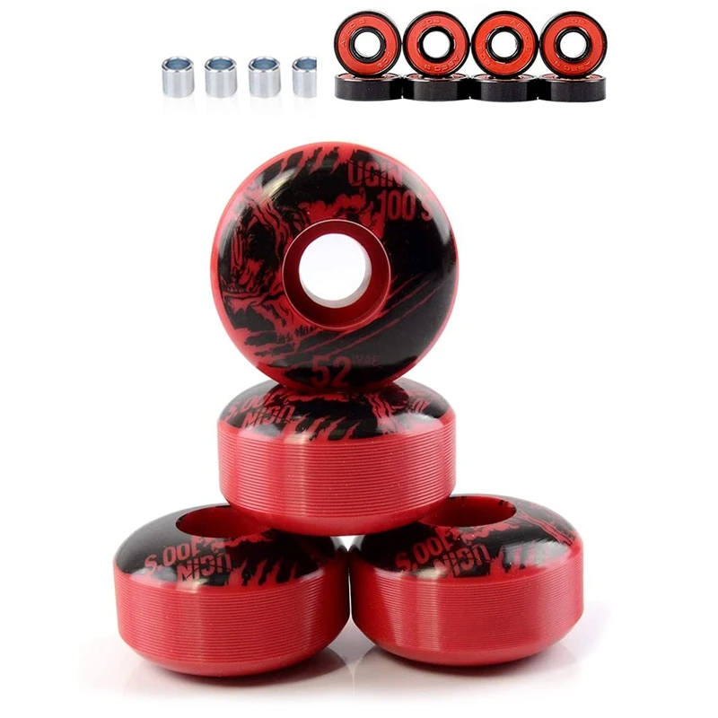 

UGIN 52Mm Skateboard Wheels With ABEC-9 Bearings And Spacers Cruiser Wheels (Pack Of 4)