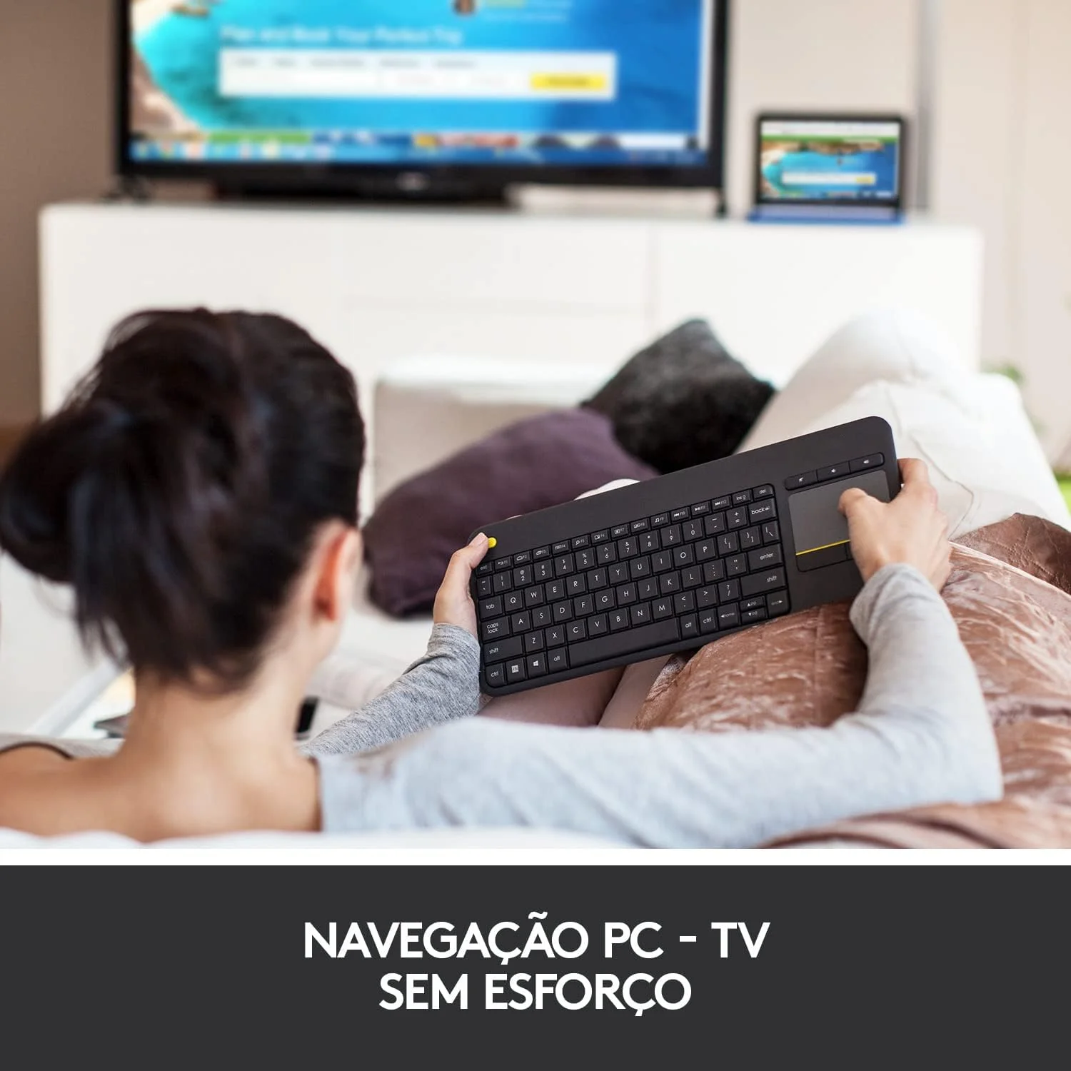 

Wireless K400 Plus TV with Integrated Touchpad Unifying USB Connection and ABNT2 Layout teclado sem fio