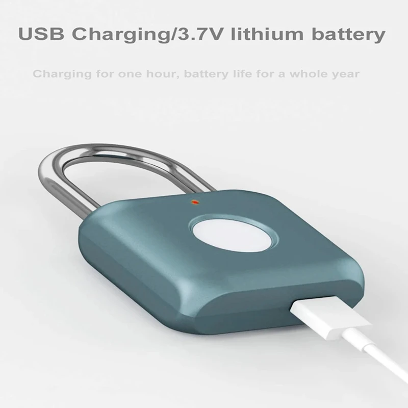 Waterproof Biometric Fingerprint Lock Keyless Door Anti-Theft Security USB Rechargeable Padlock
