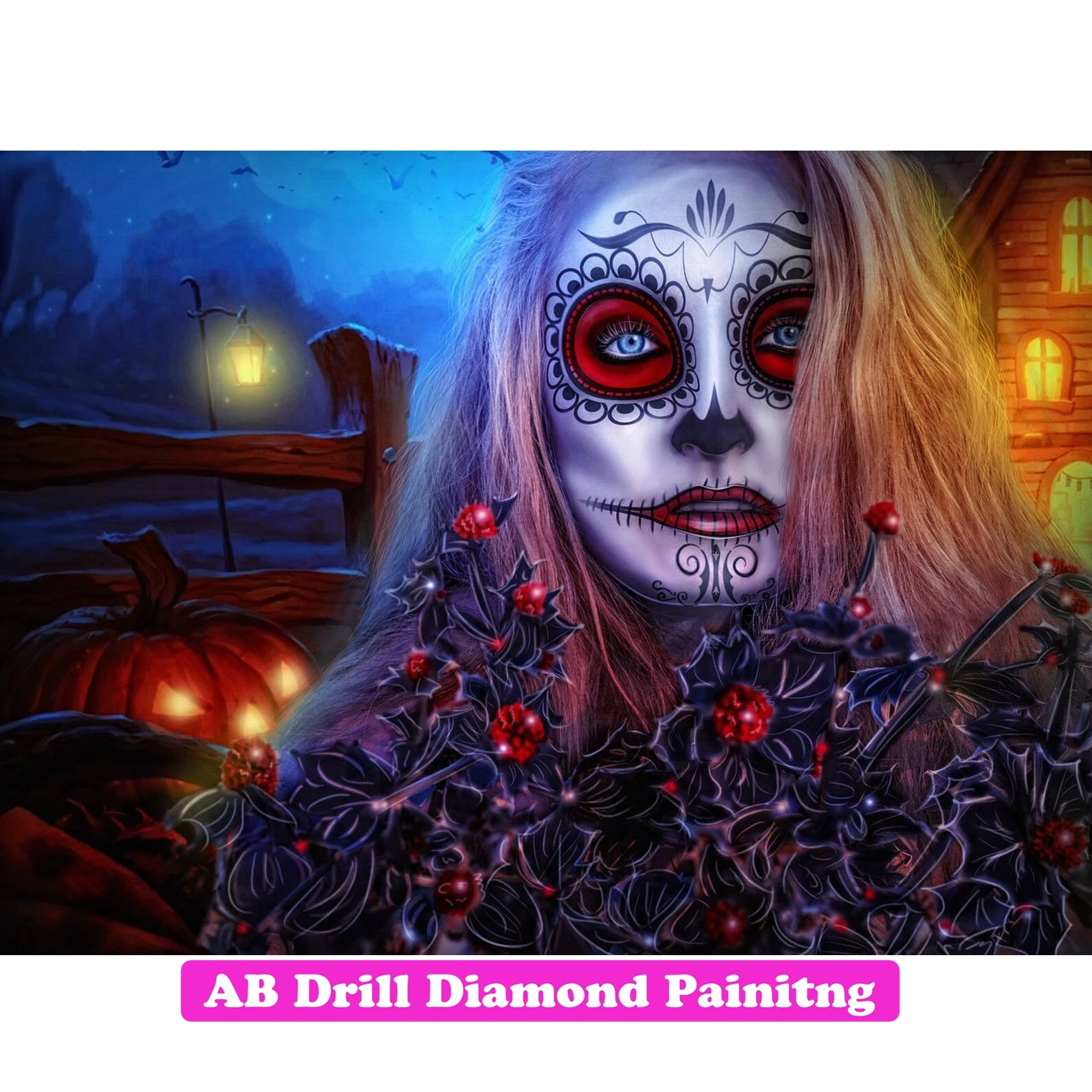 

5D DIY AB Drills Diamond Painting Cross Stitch Diamond Embroidery Halloween Girl Rhinestone 3D Pictures Needlework Wall Art
