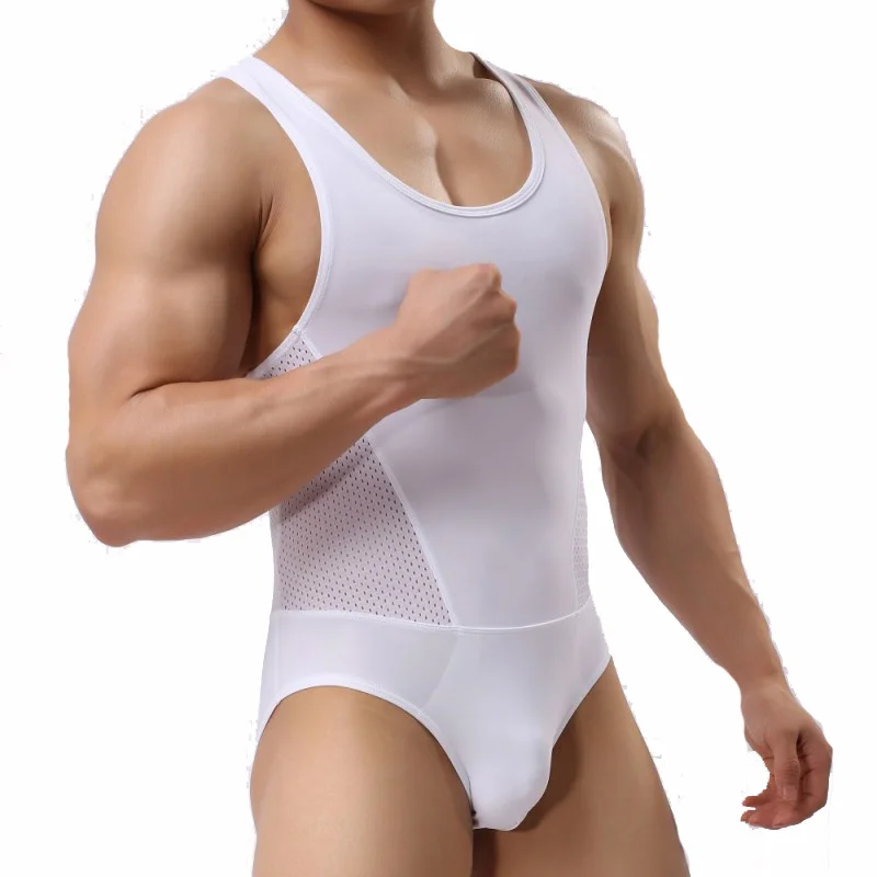 YUFEIDA Hombre Slim Bodysuit Underwear Fitness Men's Corset Shirt Undershirt Body Shaper Leotard Wrestling Singlet Man Bodysuits
