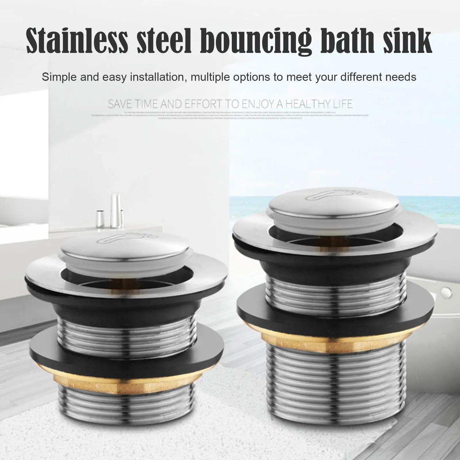 

Bathtub Drain Tip Toe Bath Tub Drain Kit Bathtub Drain Trim Set Stainless Steel Foot-operated Bounce Core Bathroom Accessories