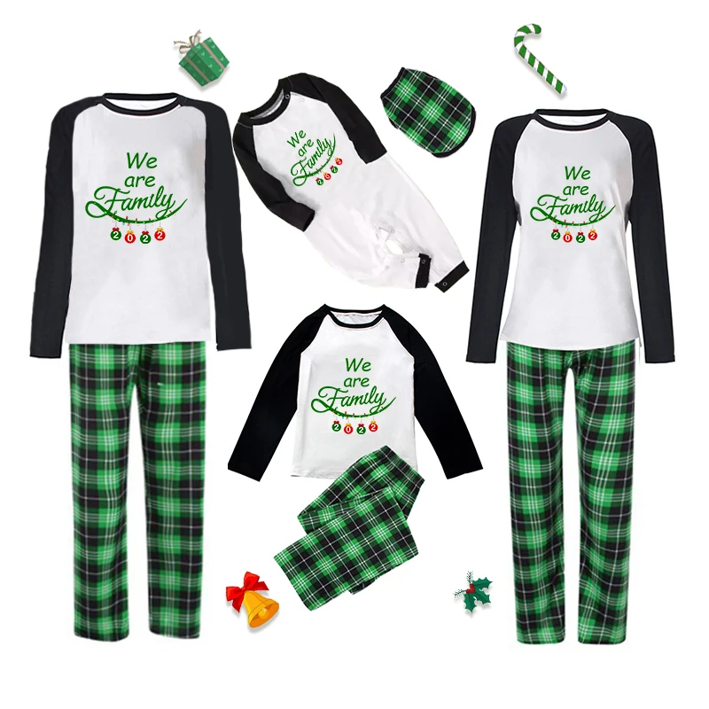 Christmas Matching Family Pajamas Red Plaid Truck with Christmas Tree Green Plaid Pajamas Set With Baby Pajamas