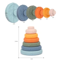6pcs baby toy soft building blocks pvc stacking blocks tower shape early education toy rainbow circle teethers montessori toys