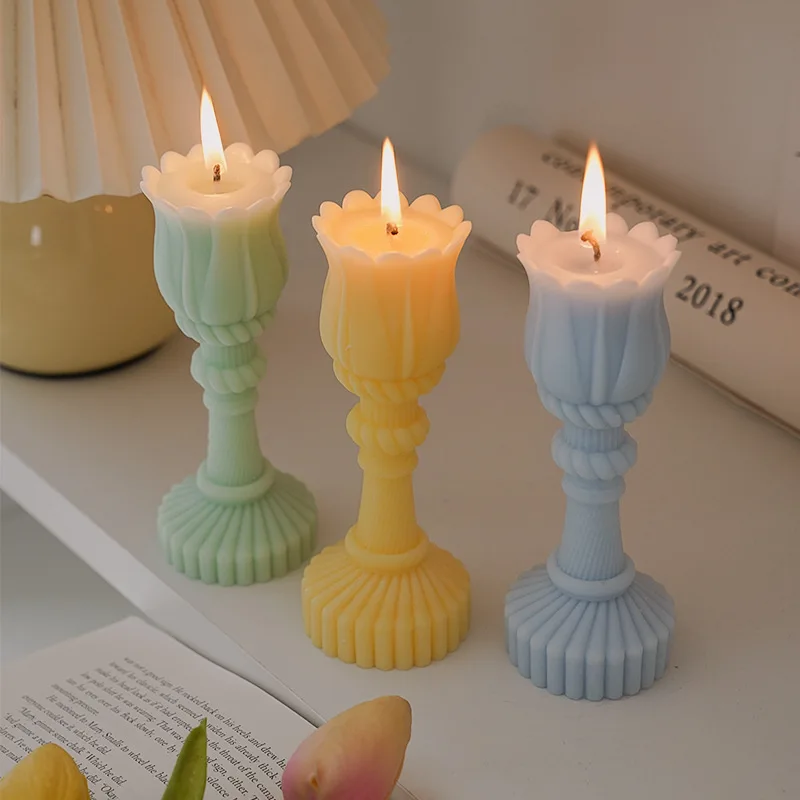 

Ins Style Tulip Candlestick Scented Candle Creative Birthday Gift Wedding Romantic Aromatherapy Candles Decoration