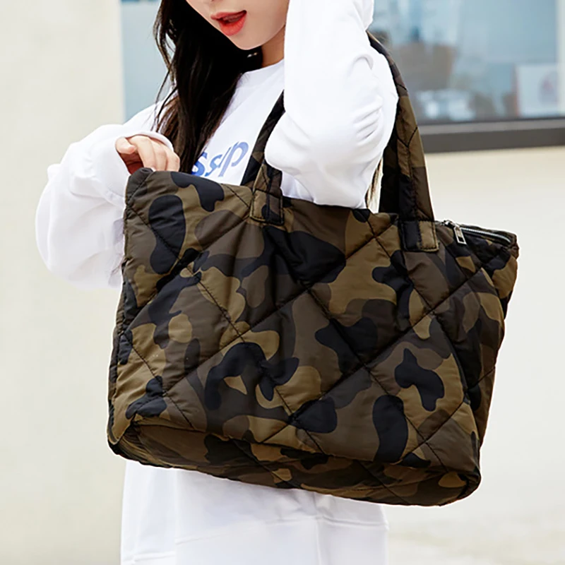 3PCS/SET Nylon Big Tote for Women Men Puffy Padded Handbags Fashion Shoulder Bag Ladies Winter Shopper Underarm Bag Purses Ins